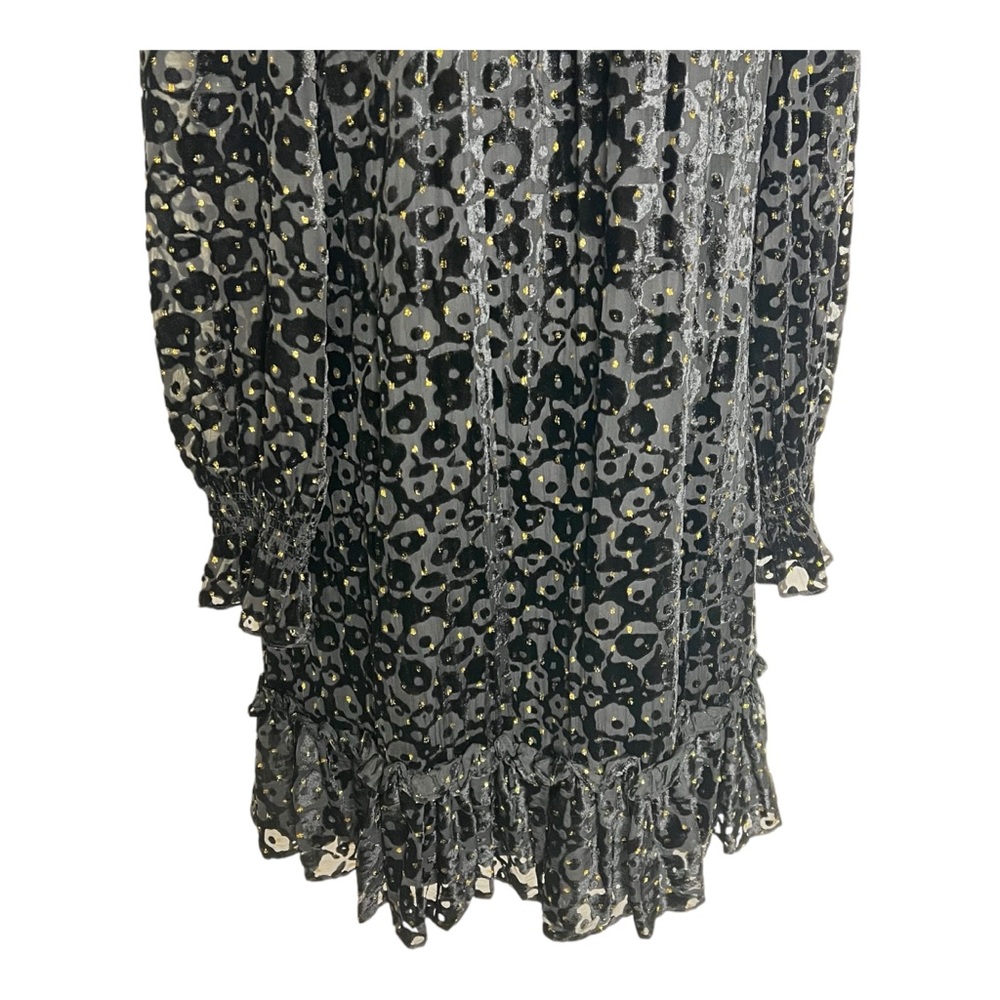 Alex Marie Skylar Velvet Burnout Black Tiered High Neck Special Occasion Dress - Picture 5 of 12